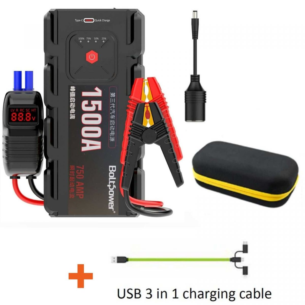 Portable 12v BOOSTER Jump Starter 2000AMP Peak Car Diesel With USB